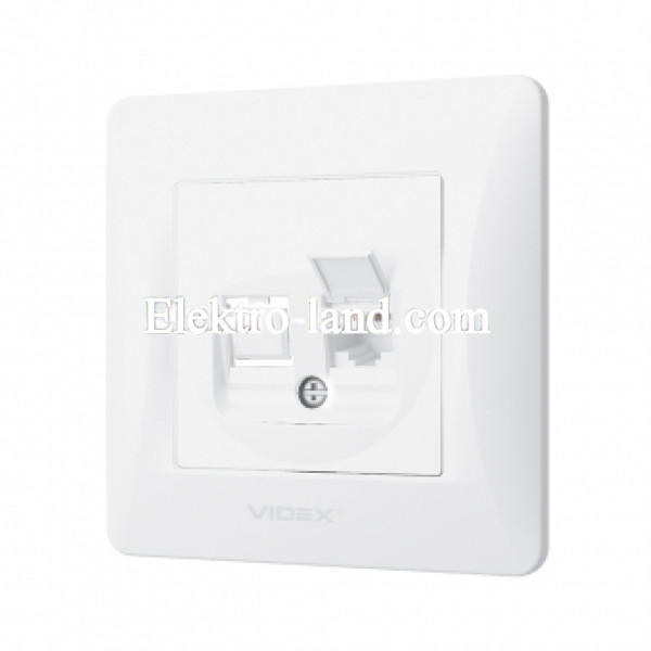 Розетка CAT6 одинарная компьютерная белая Videx Binera 